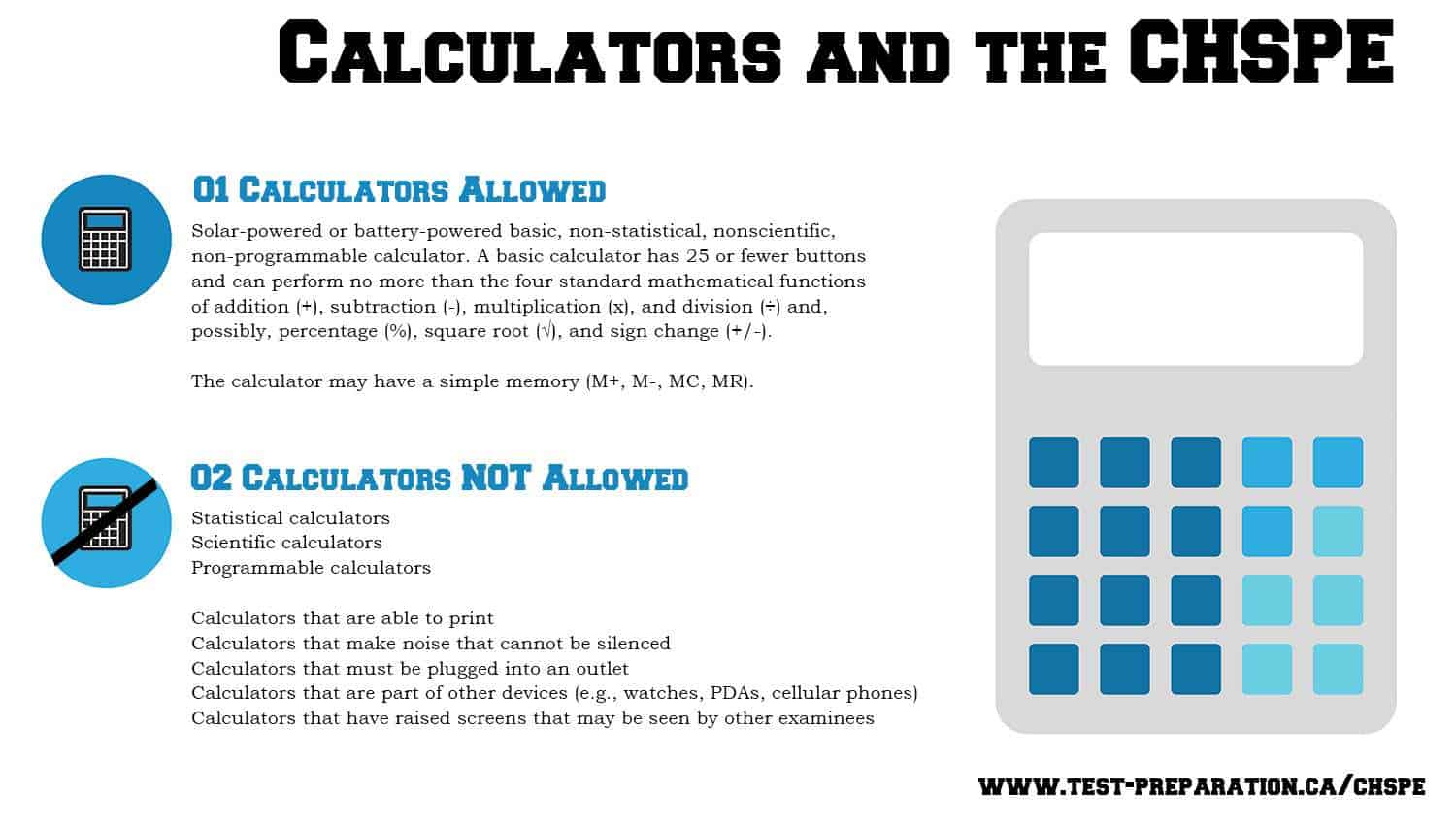 Calculators and CHSPE